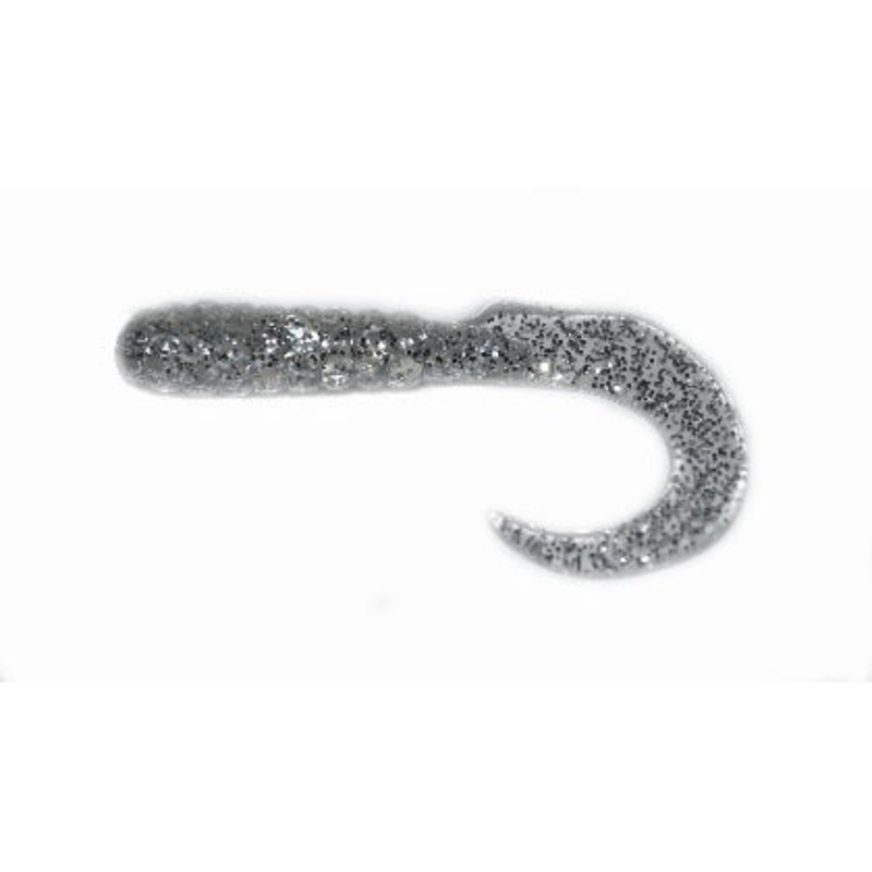 Big Bite Curl Tail Grub 2in 10ct Clear Sparkle