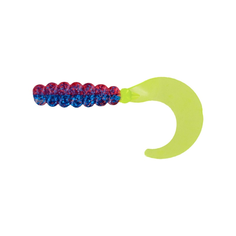 Big Bite Fat Grub 2in 10ct Blue Sparkle/Red Sparkle/Chart