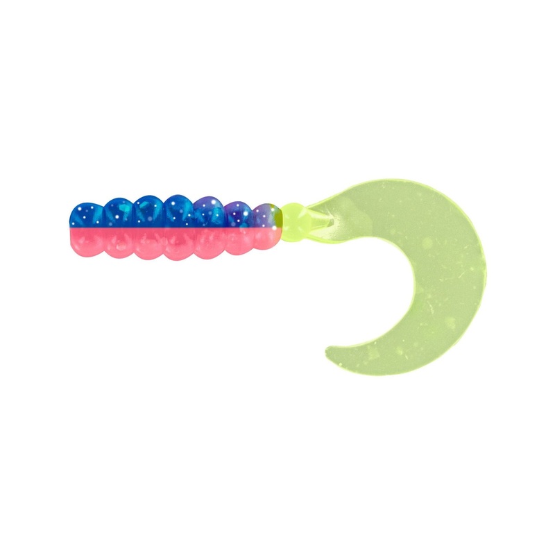 Big Bite Fat Grub 2in 10ct Pink/Blue Sparkle Chartreuse