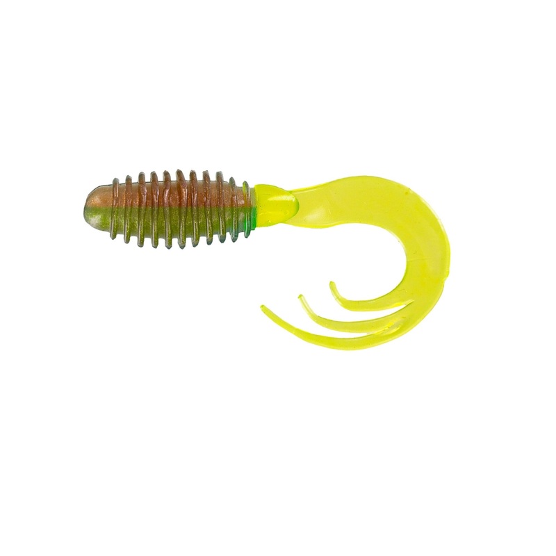 Big Bite Ring Triple Grub 2in 10ct Pumpkin/Chartreuse
