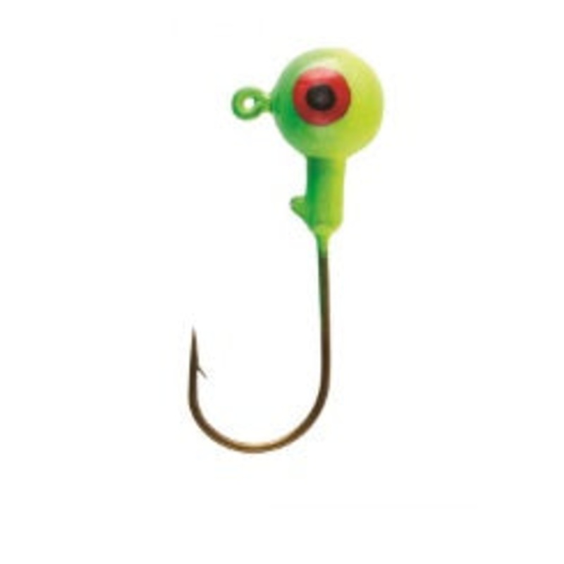 Eagle Claw Ball Jig Head 1/16 10ct Lime/Chart