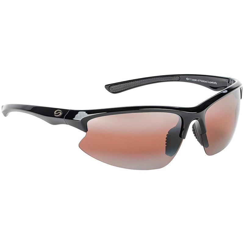Strike King SG-S1163 Eufala Sunglasses Dark Amber Brown Black Frame Half Rim