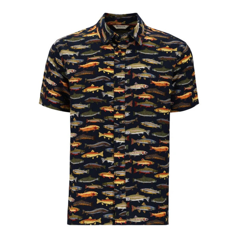 Simms Men's Tailout SS Shirt - Natural - Trout Parade