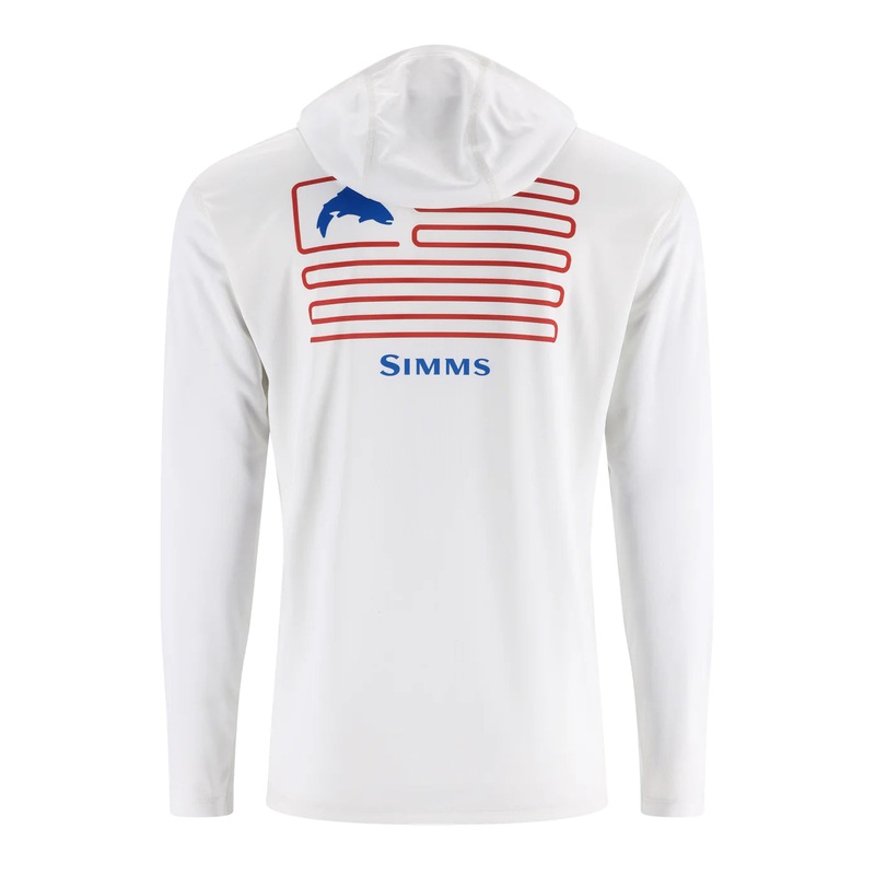Simms Men's Tech Hoody - Artist Series - White/Trout Flag