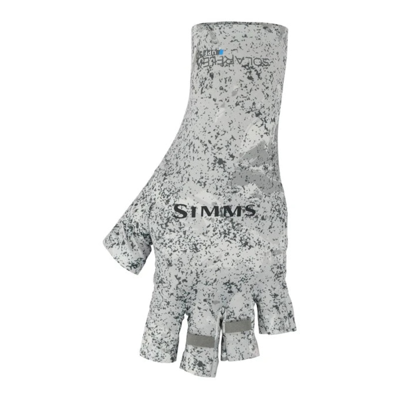 Simms SolarFlex Half-Finger Sun Gloves - Back Eddy White