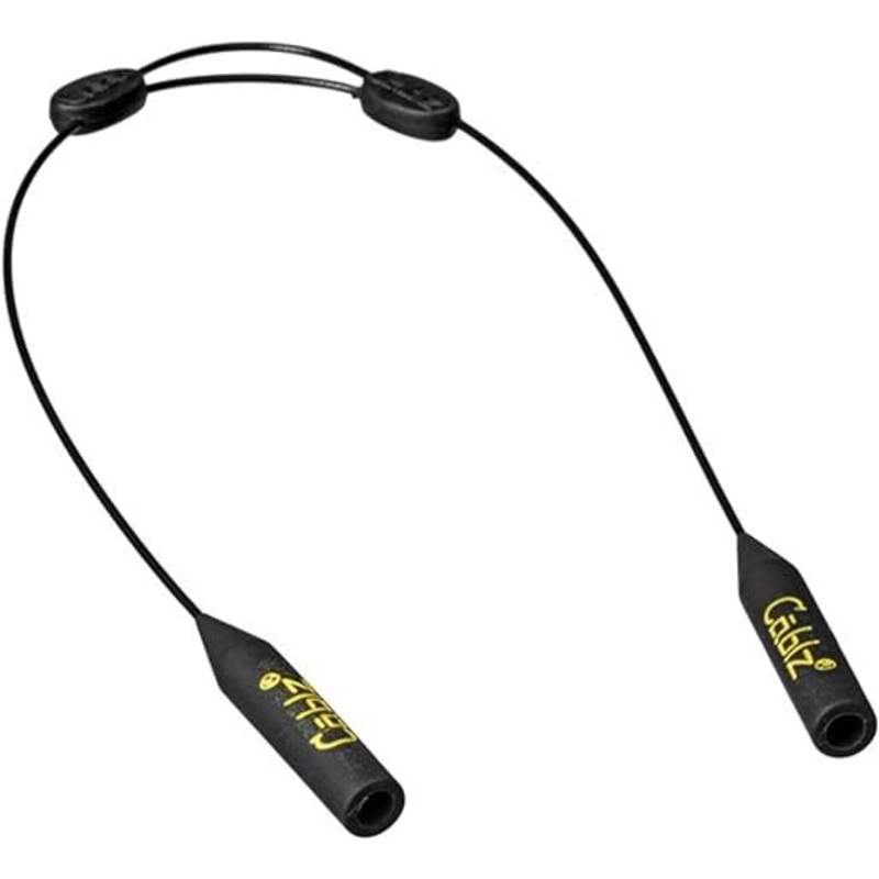 Cablz Zipz Adjustable Eyewear Retainer, Rubber End, 12", Black Stainless Steel
