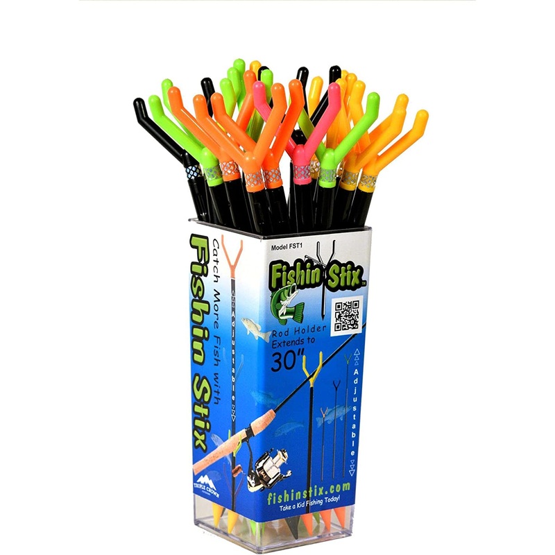 Fishin Stix FST1 30" Extendable Rod Holder Trident Head, Assorted Colors