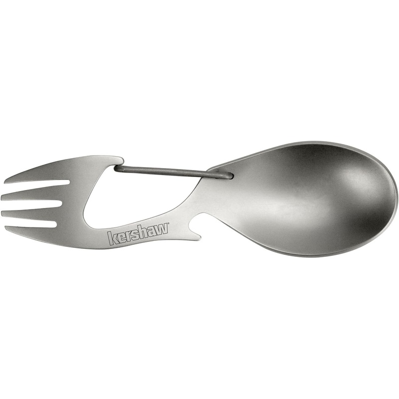 Kershaw Ration Multi Tool Spork Stainless Steel with Carabiner and Bottle Opener