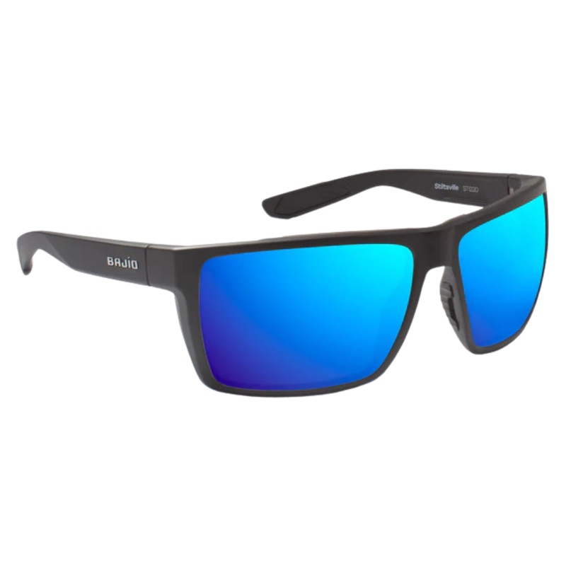 Bajio Stiltsville Sunglasses Black Matte/Blue Mirror Glass